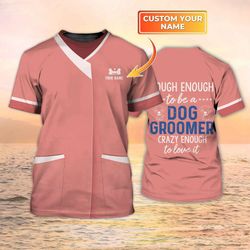 stylish custom 3d dog groomer shirt: trendy & professional salon uniform