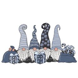 christmas gnomes embroidery design, 6 sizes, instant download