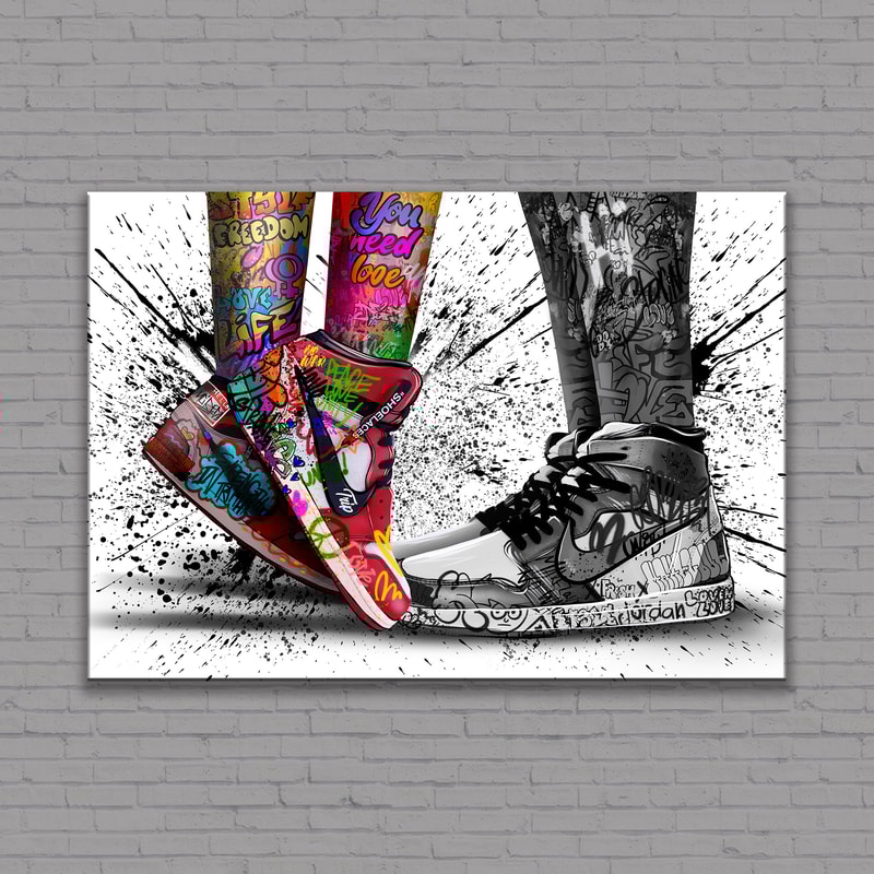 Graffiti Canvas Jordan Canvas Art Air Jordan Shoes Wall Art