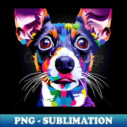 Rat Terrier Photo Art Print 90s - Premium PNG Sublimation File - Spice Up Your Sublimation Projects