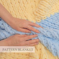 Finger knit blanket pattern pdf, Beginner Patterns, Blanket Loop Yarn Pattern Download, Pletenko in one side Pattern