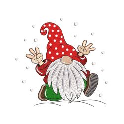 christmas gnome embroidery design, 3 sizes, instant download