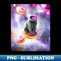 Galaxy Cat Donut - Space Cats Riding Donuts - Retro PNG Sublimation Digital Download - Unlock Vibrant Sublimation Designs