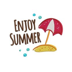 enjoy summer machine embroidery design, beach embroidery, sea embroidery design, instant download
