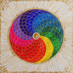 rainbow torus original acrylic painting, sacred geometry, wall art, energy art, home decor, acrylic art, livingroom art
