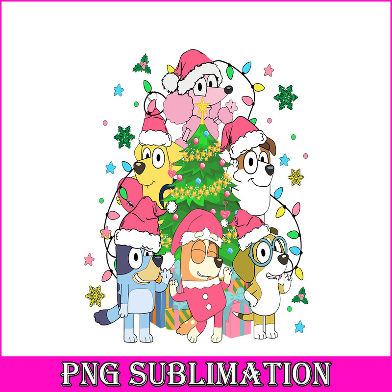 CRM13112319-Bluey Christmas Tree PNG, Christmas Day PNG, Bluey And Santa Claus PNG.png