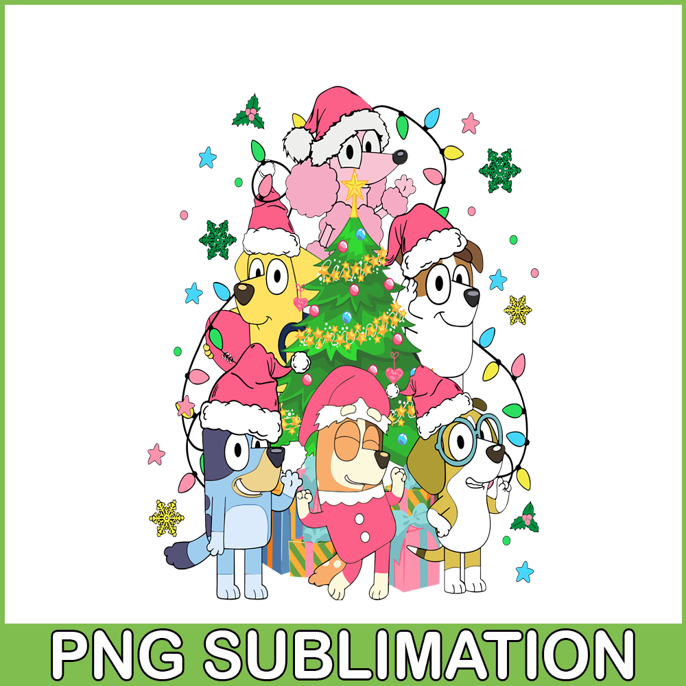 CRM13112319-Bluey Christmas Tree PNG, Christmas Day PNG, Bluey And Santa Claus PNG.png
