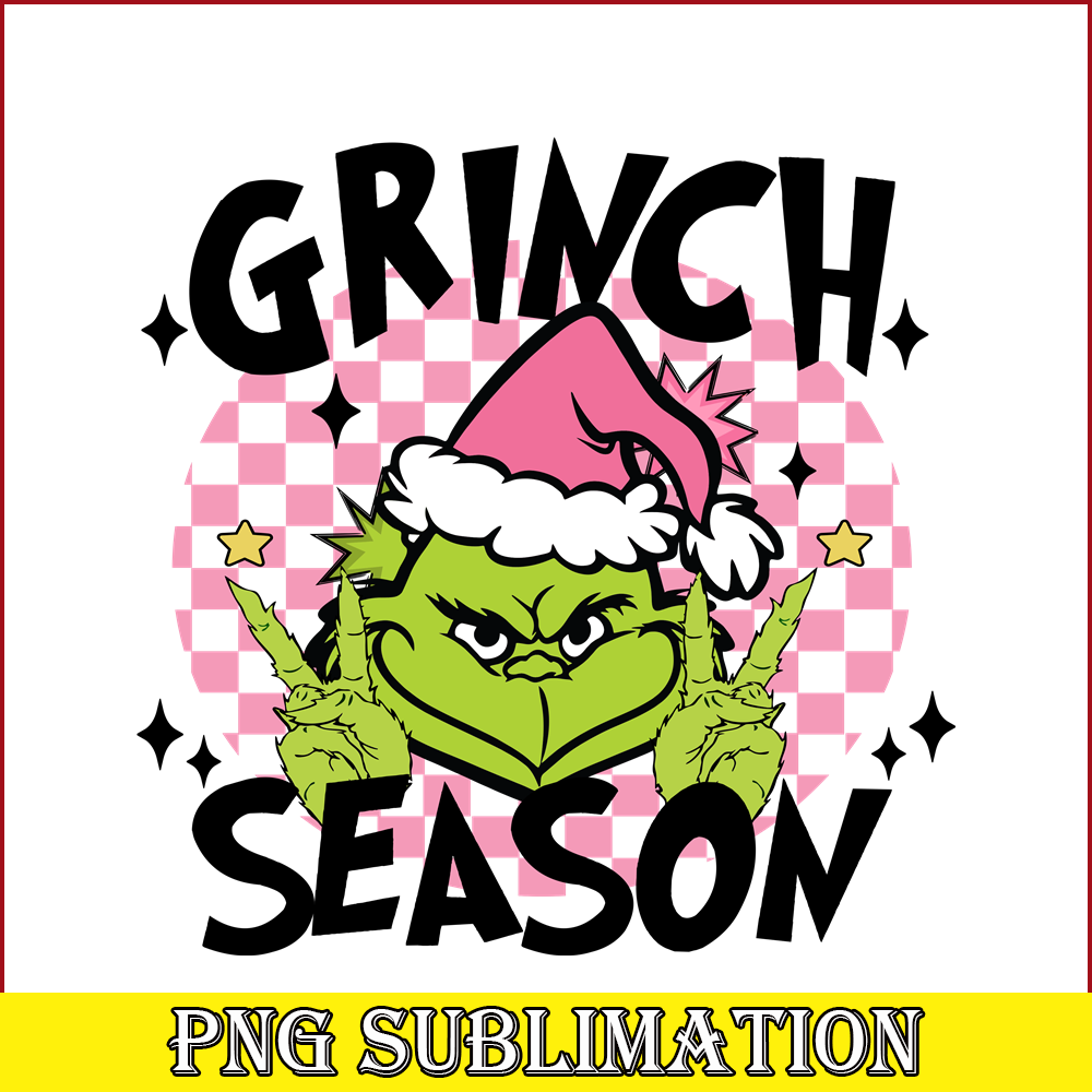 CRM13112331-Grinch Season PNG, Grinch Say Hi PNG, Pink Christmas PNG.png