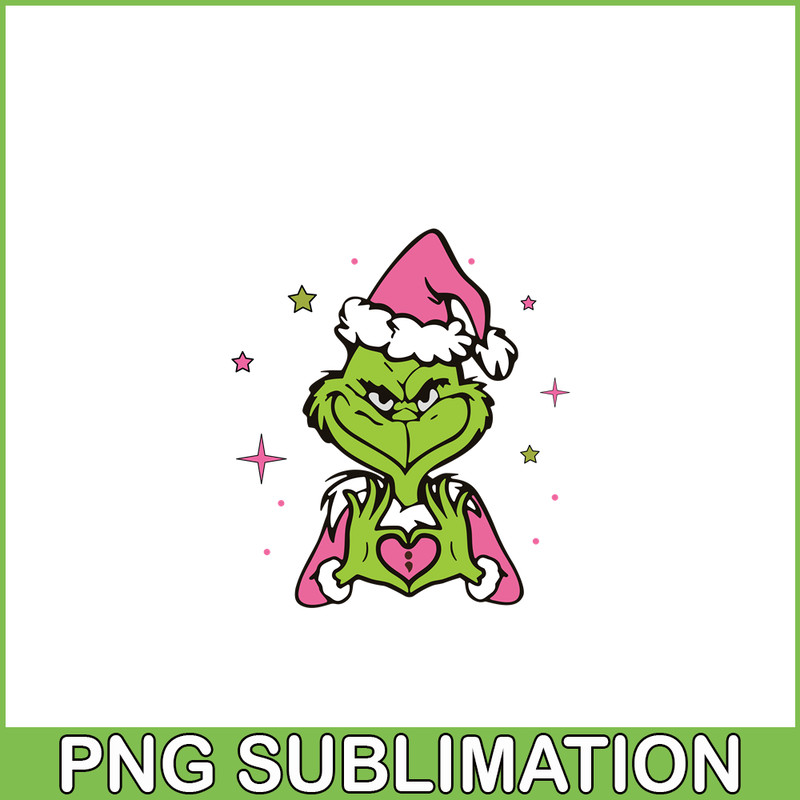 CRM13112337-Grinch Heart Sign PNG, Pink Christmas PNG, Christmas In Love PNG.png