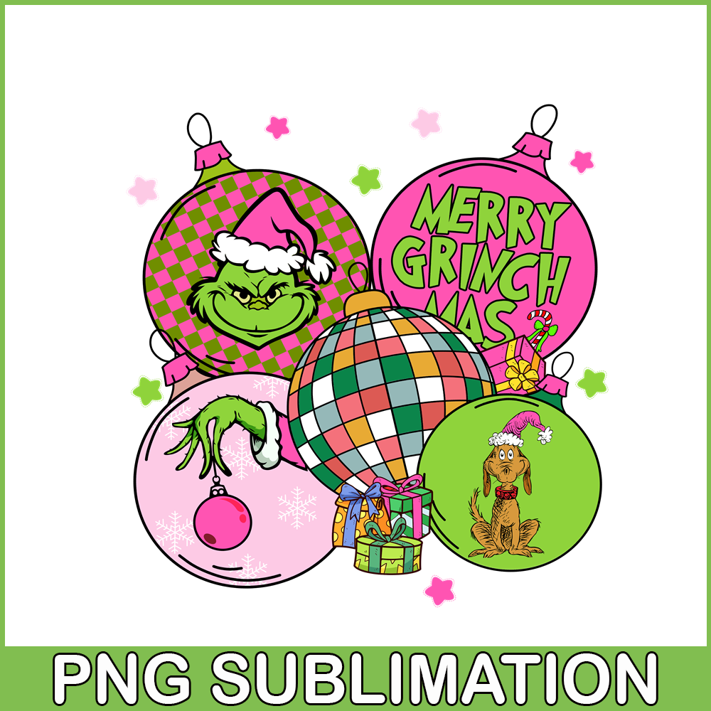 CRM13112368-Merry Grinchmas PNG, Disco Balls Grinch PNG, Merry Christmas PNG.png