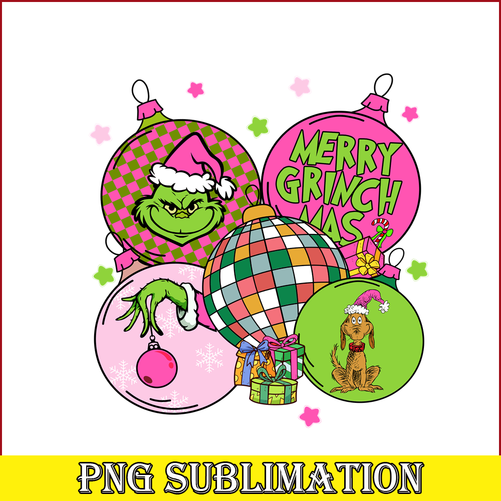CRM13112368-Merry Grinchmas PNG, Disco Balls Grinch PNG, Merry Christmas PNG.png