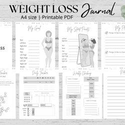 weight loss journal – printable fitness planner | weight loss & fitness tracker | weekly fitness | health planner pdf|