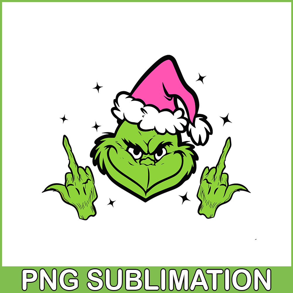 CRM13112386-Grinch Middle Finger PNG, Funny Grinchy PNG, Sassy Grinch Christmas PNG.png