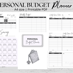 Personal Budget Planner – Printable Finance Planner | Budget Planner Templates | Personal Budget Worksheet | A4