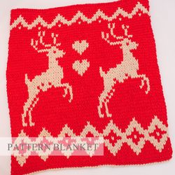 finger knit blanket pattern, alize puffy more blanket pattern, loop yarn blanket pattern, deer pattern