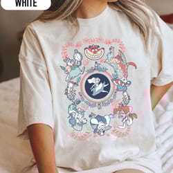 retro 90s disney alice in wonderland card style mashup shirt, unisex t-shirt family birthday gift adult kid toddler comf