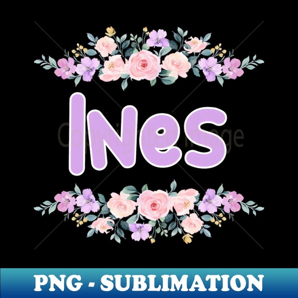 Is Ines A Name Purple Flower Ines Name Label - Instant Sublimation Digital | Inspire ...