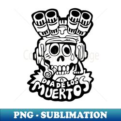 Dy of the Dead - Dia de los Muertos Skull - black and white - Decorative Sublimation PNG File - Perfect for Creative Projects