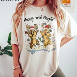 vintage chip and dale christmas shirt merry and bright shirt disneyworld christmas shirt disney holiday shirt disney fam