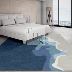 Blue And Grey Rectangle Handmade Carpet NZ Wool Area Rug For Living Room,Play Room, Kitchen,Drawing Room Customize In An