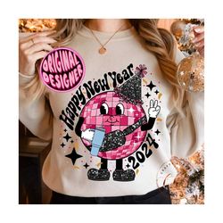Boujee new year png|happy new year 2024|disco ball design|retro character|cute New Years Eve shirt|sublimation|dtf|mom t