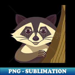 Curious raccoon peeking behind a tree - PNG Sublimation Digital Download - Unleash Your Creativity