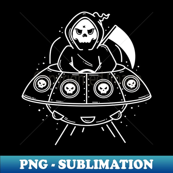Reaper Riding A Rocket Grim Reaper Riding UFO Spaceship - High-Quality PNG Sublimat | Inspire ...