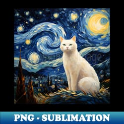 cat van gogh inspired starry night painting for van gogh lovers - trendy sublimation digital download - fashionable and fearless