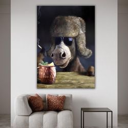 funny donkey smoking canvas print, ready to hang, quirky artwork, unique gift
