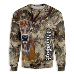 deer camo hunting shirt for men all over print sweatshirt, best camo hunting sweatshirt