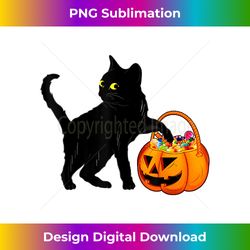 Halloween Black Cat Jack O' Lantern Pumpkin Sweet Candy - Sophisticated PNG Sublimation File - Animate Your Creative Concepts
