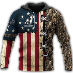 deer hunter american flag for hunting lover hoodie unisex 3d all over print
