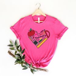 back to school teacher t-shirt , cute teacher shirt , love heart teacher shirt , gift for teachers, kindergarten teacher