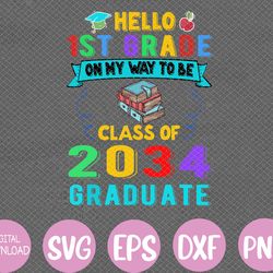 Back to School First Day Of First Grade Hello 1st Grade Kids Svg, Eps, Png, Dxf, Digital Download
