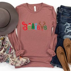 believe christmas shirt , christmas t-shirt , christmas family shirt ,believe shirt ,christmas gift, holiday gift.christ