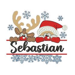santa and deer embroidery designs, christmas embroidery design, holiday machine embroidery file