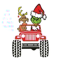 grinch and dog jeep christmas svg, christmas clipart, grinch santa svg, grinch clipart, holidays svg, cricut file