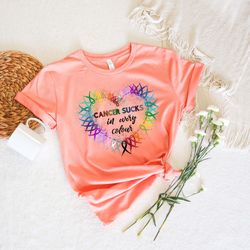 cancer sucks in every color t-shirt , nobody fights alone, cancer fighter shirt , warrior t-shirt s, cancer awareness t-