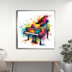 piano canvas painting, musical wall art for home, office wall decor