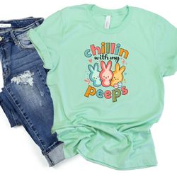 chilling with my peeps easter shirt , easter bunny rabbit shirt , cute bunny easter shirt  cute boys girls toddler easte