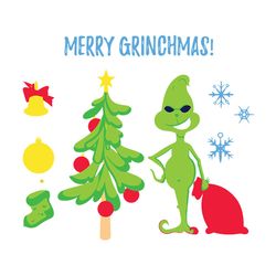 Merry Grinchmas Svg, Grinch Christmas Svg, Christmas tree Svg, Grinch santa Svg, Grinch clipart, Cartoon Svg