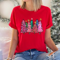 colorful christmas trees shirt , cute christmas trees lover gift, christmas themed sweatshirt , xmas family gathering ts