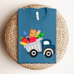 colorful school tools shirt , back to school for students, gift for teachers, cute gift for students, tshirt for first