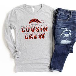 cousin crew shirt s, buffalo plaid, santa hat, snow snowy, family matching christmas shirt , christmas matching shirt ,