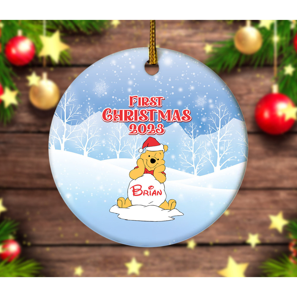Personalized Baby's First Ornament,Winnie the Pooh Ornament,Pooh Ornament,Piglet Ornament,Xmas Keepsake 2023,Ceramic Ornament HAPK03 - 2.jpg