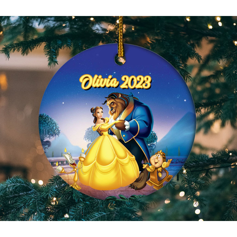 Personalized Beauty And The Beast Ornament, Belle Princess Ornament, Disney Princess Ornament, Girl Christmas Ornament  E1MX39 - 1.jpg