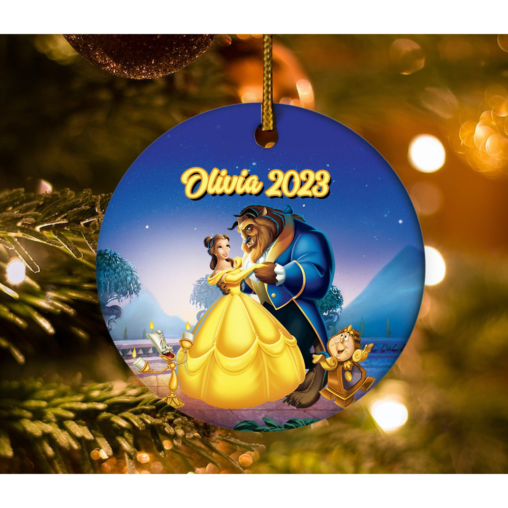 Personalized Beauty And The Beast Ornament, Belle Princess Ornament, Disney Princess Ornament, Girl Christmas Ornament  E1MX39 - 2.jpg