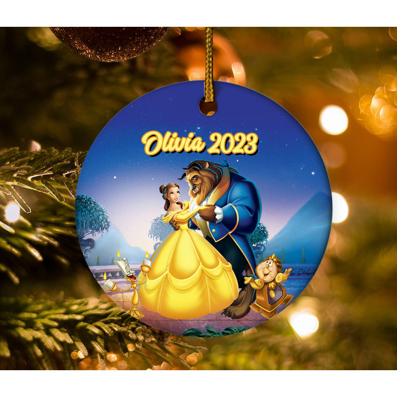 Personalized Beauty And The Beast Ornament, Belle Princess Ornament, Disney Princess Ornament, Girl Christmas Ornament  E1MX39 - 2.jpg