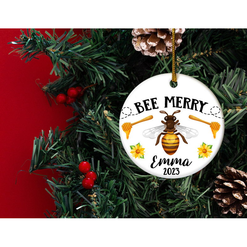 Personalized Bee Ornament 2023,Bee Christmas Ornament,BEE MERRRY Christmas Ornament with Name, HAPN13 - 2.jpg