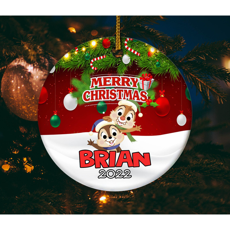Personalized Chip and Dale Ornament,Disney Christmas Ornament,Custom Disney Gift,Double Trouble Ornament,Ceramic Ornament Gift, H-18112216 - 1.jpg